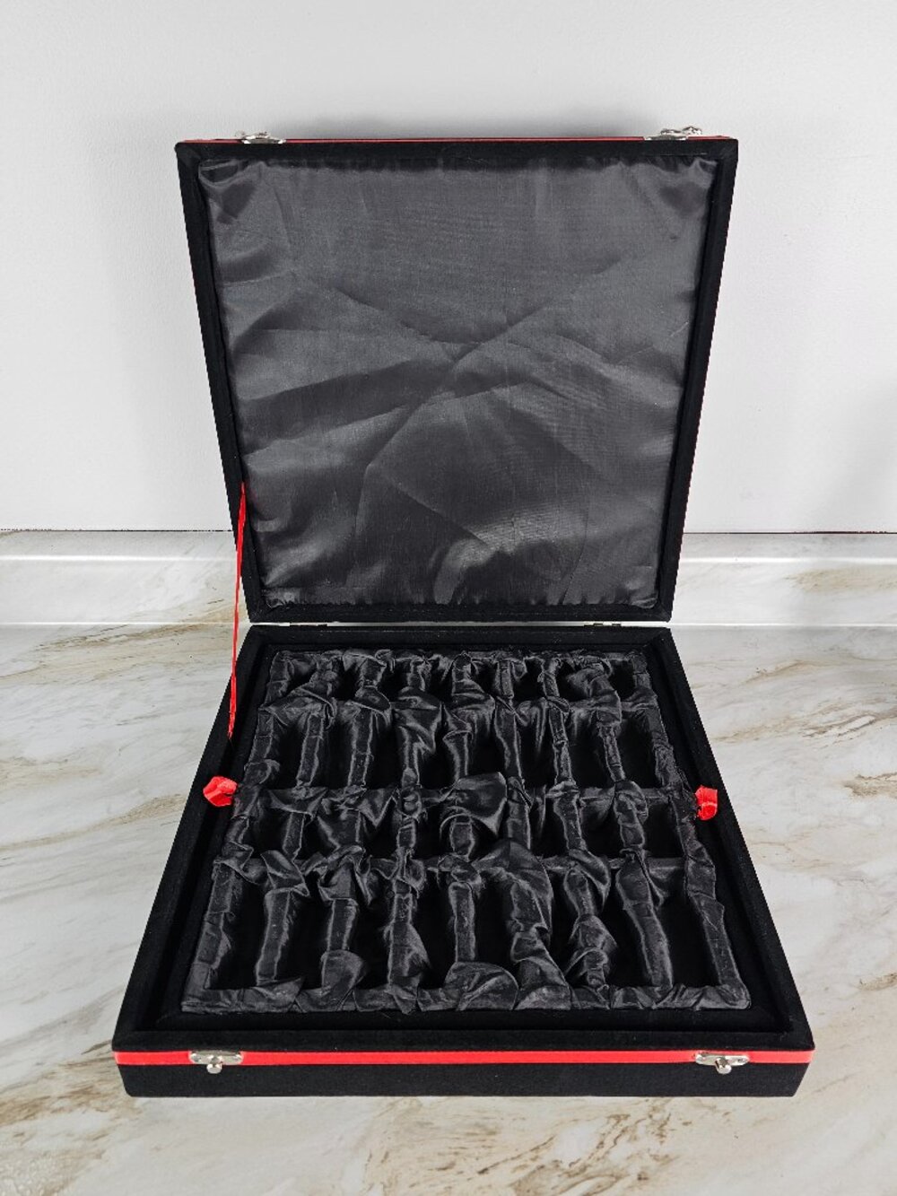 Chess set storage box Only, black velvet case for chess board and pieces storage